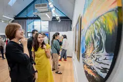 NIKMATI KARYA: Pameran ‘SeniKita 2023’ berlangsung hingga 17 Disember di Galeri Seni Kamal di Wisma Geylang Serai.