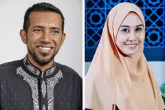 KONGSI ILMU: Asatizah tempatan, pendakwah bebas Ustaz Khalid Rafi (kiri) dan pegawai dakwah Masjid Assyakirin, Ustazah Unaisah Adam (kanan), bakal berkongsi ilmu bagaimana seseorang dapat memaksimumkan peluang bagi meraih manfaat terbesar dalam Ramadan nanti. - Foto-foto ADIL
