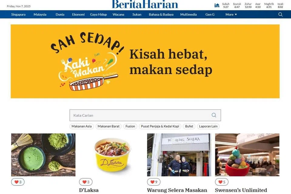 Kaki Makan, Kaki Makan Berita Harian 