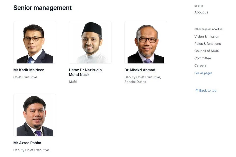 Semakan oleh Berita Harian (BH) mendapati nama dan profil Encik Khairul Anwar Mohamed Abdul Alim tidak lagi dipaparkan dalam laman Pengurusan Kanan Majlis Ugama Islam Singapura (Muis) sejak Mei 2026.