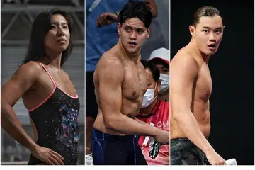 (Dari kiri): Perenang Amanda Lim, Joseph Schooling dan Teong Tzen Wei. 
