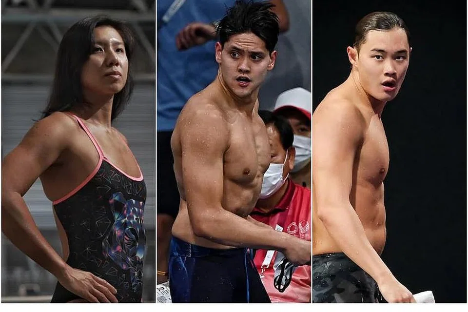 (Dari kiri): Perenang Amanda Lim, Joseph Schooling dan Teong Tzen Wei. 