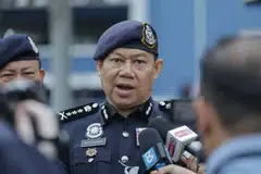 Ketua Polis Johor, Encik Ab Rahaman Arsad, ditemui media pada Majlis Perhimpunan Bulanan serta Upacara Pelepasan Bantuan Sumber Manusia di Ibu Pejabat Polis Kontinjen Johor.