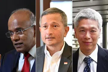 (Dari kiri) Mahkamah Tinggi sebelum ini memberikan penghakiman ingkar memihak kepada Menteri Kabinet, Encik K. Shanmugam dan Dr Vivian Balakrishnan, selepas Encik Lee Hsien Yang gagal menjawab saman fitnah mereka terhadapnya.