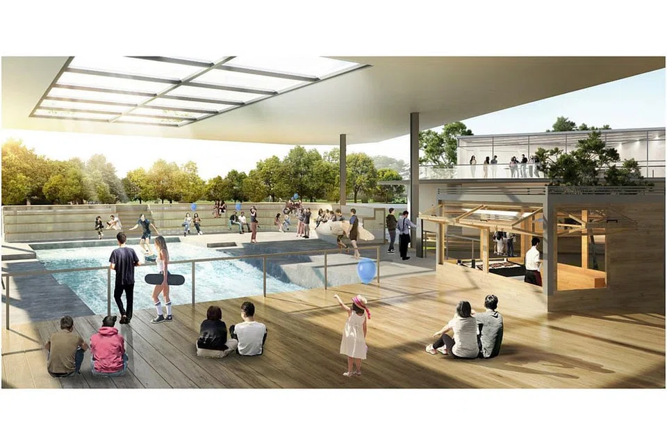 SUKAN AKSI: Trifecta akan memaparkan pelbagai arena yang menggunakan teknologi bagi pengunjung meluncur serta bermain luncur air, ski dan snowboard, dengan meraih inspirasi daripada ruang luncur di California, ombak di Bali dan salji halus ibarat serbuk di Jepun. - Foto THE RIDE SIDE X STUDIO SHAN