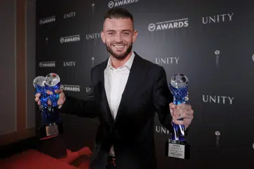 MUSIM CEMERLANG: Penyerang Lion City Sailors, Maxime Lestienne, dinobat Pemain Terbaik Liga Perdana Singapura di Malam Anugerah Persatuan Bola Sepak Singapura 2023 yang diadakan di Orchard Hotel, pada Khamis.  