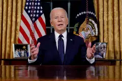 MAMPU MEMIMPIN DUNIA?: Presiden Amerika Syarikat, Encik Joe Biden, menyampaikan ucapan kepada negaranya dari Rumah Putih di Washington pada 19 Oktober lalu. 