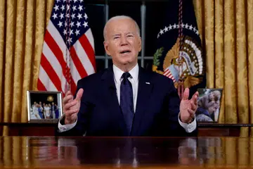 MAMPU MEMIMPIN DUNIA?: Presiden Amerika Syarikat, Encik Joe Biden, menyampaikan ucapan kepada negaranya dari Rumah Putih di Washington pada 19 Oktober lalu. 