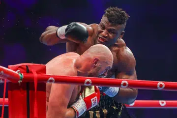 TENTANGAN HEBAT: Petinju asal Cameroon, Francis Ngannou (hadap kamera) yang tewas tipis kepada petinju Britain, Tyson Fury kini ditempatkan dalam kedudukan ke-10 dunia oleh WBC.