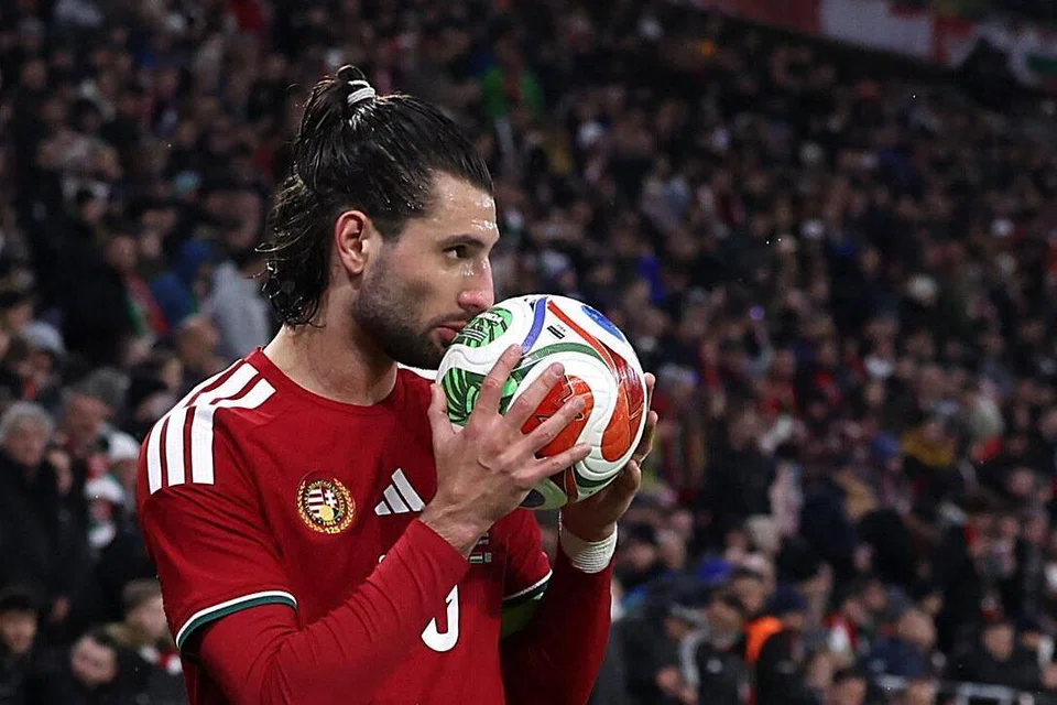 Pemain Hungary, Dominik Szoboszlai, dalam perlawanan persahabatan antarabangsa antara Hungary dengan Greece di Arena Puskas, Budapest, Hungary, pada 31 Mac.