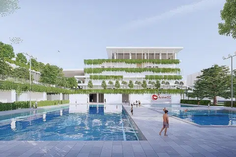 KEMUDAHAN BARU: Pusat sukan merupakan salah satu ciri Pembangunan Bersepadu Toa Payoh, yang dijangka siap menjelang 2030. - Foto SPORTSG