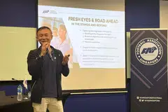 Setiausaha Agung Persatuan Bola Sepak Singapura (FAS), Chew Chun-Liang, berkongsi matlamat dan visi Persatuan Bola Sepak Singapura (FAS) semasa Sidang Media FAS di Stadium Jalan Besar pada 6 Februari.
