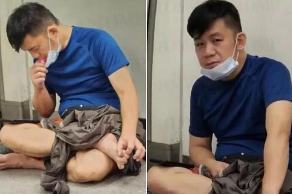 Lelaki ini dirakam menggunakan e-rokok semasa dalam kereta api laluan Timur-Barat dalam perjalanan menuju ke Pasir Ris.