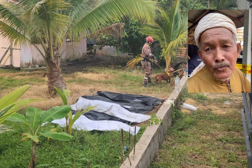Seorang wanita dan empat anaknya (gambar jenazah) rentung dalam kebakaran di rumah sewa mereka dekat Kampung Berangan 6, Merlimau, Melaka, pada awal pagi 13 Februari, sementara anggota Jabatan Bomba dan Penyelamat Malaysia membuat pemeriksaan di kediaman mereka. Gambar kecil: Saksi kebakaran yang juga jiran keluarga berkenaan, Encik Ab Kahar Ahmad, 70 tahun.