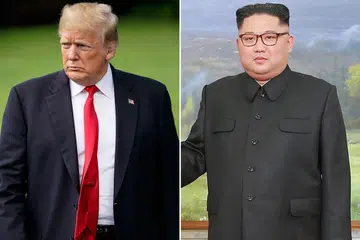 BERUBAH FIKIRAN: Presiden Amerika Syarikat, Encik Donald Trump (kiri) berkata pasukan Amerika telah tiba di Korea Utara untuk membuat persiapan bagi sidang puncak antara beliau dan pemimpin Korea Utara, Encik Kim Jong Un (kanan), di Singapura. - Foto-foto AFP