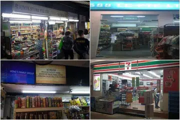 GANTUNG LESEN TEMBAKAU: HSA menggantung lesen tembakau kedai (atas, dari kiri) Ajmir Store di 70 Woodlands Avenue 7, 1588 Le di 158B Rivervale Crescent, (bawah, dari kiri) NH Mart di 620 Hougang Avenue 8 dan 7-Eleven di 68 Geylang Bahru.