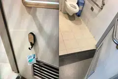 POLIS SEDANG MENYIASAT: Kamera yang disembunyikan dalam cangkuk plastik di tandas orang kurang upaya di Besmen 1 bangunan yang dikongsi oleh Sekolah Ilmu Kemanusiaan dan Sekolah Sains Sosial NTU.