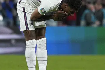 Tiga pemain yang jadi sasaran - GAGAL JARINGKAN PENALTI: Marcus Rashford (gambar atas), Bukayo Saka dan Jadon Sancho. - Foto REUTERS