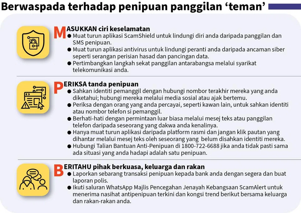 Terus berwaspada ketika menerima panggilan dari ‘teman’ yang mencurigakan. Mereka mungkin penipu. 
