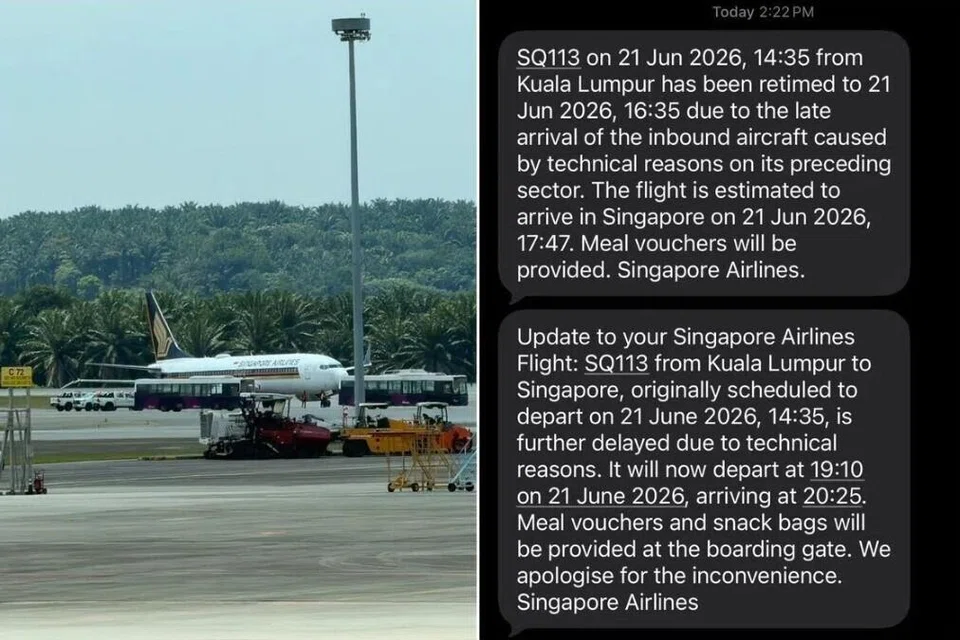 penerbangan SIA, KLIA, tayar pancit