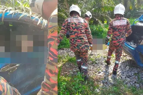 Sepasukan anggota daripada Balai Bomba dan Penyelamat (BBP) Serian, Sarawak, mengeluarkan mayat empat mangsa yang tersepit dalam kenderaan selepas kereta itu hilang kawalan dan merempuh paip air di tepi jalan.