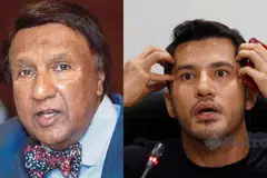 Tan Sri Abdul Kadir Sheikh Fadzir (kiri) mendakwa kenyataan Datuk Seri Aliff Syukri Kamaruzaman bermaksud beliau berhutang kepada usahawan itu berjuta-juta ringgit.