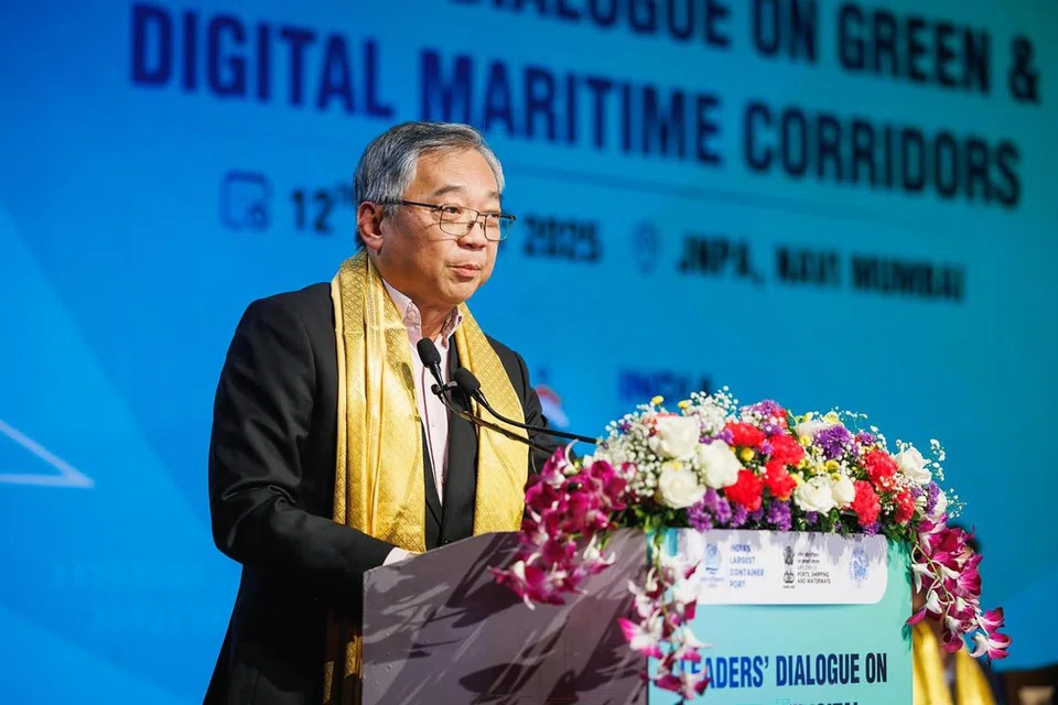 Timbalan Perdana Menteri, Encik Gan Kim Yong, menyampaikan ucapan semasa Dialog Pemimpin Minggu Maritim India di Mumbai pada 12 Ogos.