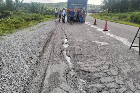 Lokasi kemalangan yang mengorbankan seorang penunggang basikal warga Singapura pada 14 Jun.