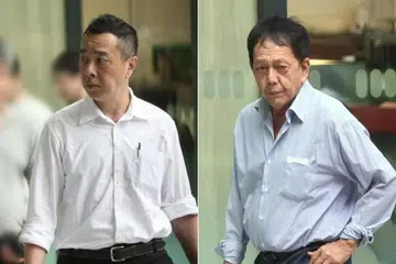 DIDAKWA: Poiter Agus Kentjana (kiri) dan Wui Ong Chuan mengaku bersalah atas satu pertuduhan menipu dan satu pertuduhan di bawah Akta Barangan Strategik (Kawalan).