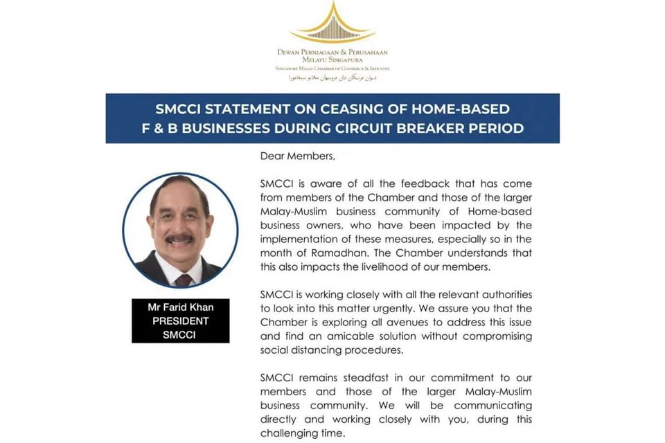 TUNJUK EMPATI DAN AMBIL TINDAKAN: Presiden DPPMS, Encik Farid Khan mengeluarkan mesej pertama menyuarakan keprihatinan bahawa pendapatan peniaga di rumah akan terjejas serta menyatakan ia akan bekerjasama dengan pihak relevan untuk meneliti hal itu. - Foto DPPMS