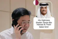 Perdana Menteri, Encik Lawrence Wong, bercakap dengan Amir (Ketua Negara) Qatar Sheikh Tamim bin Hamad Al Thani, pada 8 Mac untuk membincangkan keadaan yang pesat berkembang di Timur Tengah.