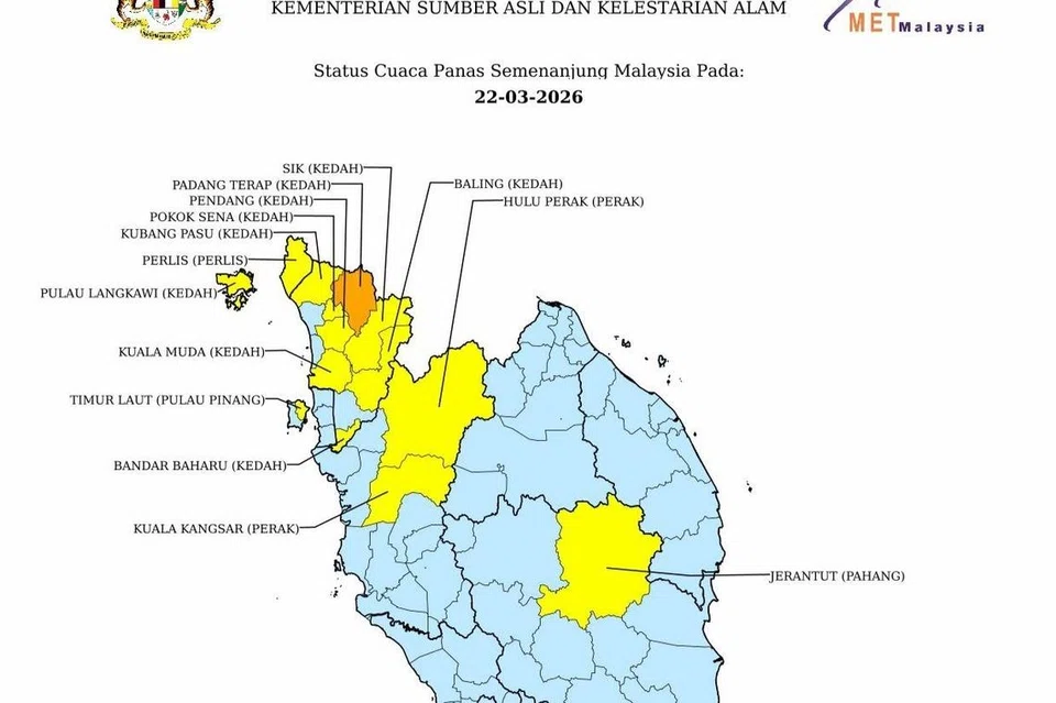 Sebanyak 14 kawasan di Semenanjung Malaysia berada pada tahap satu (berjaga-jaga).