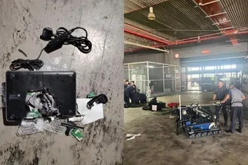 Komputer riba disangka bom yang diimbas sebuah mesin pengimbas di Pusat Kargo Lapangan Terbang Antarabangsa Kuala Lumpur (KLIA), pada 25 April lalu.