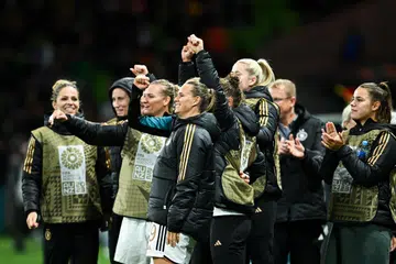 JERMAN UNGGUL: Pemain Jerman bersorak selepas pasukannya menjaringkan gol keenam dalam perlawanan Kumpulan H Piala Dunia Wanita, menentang Maghribi pada Isnin 24 Julai 2023. 