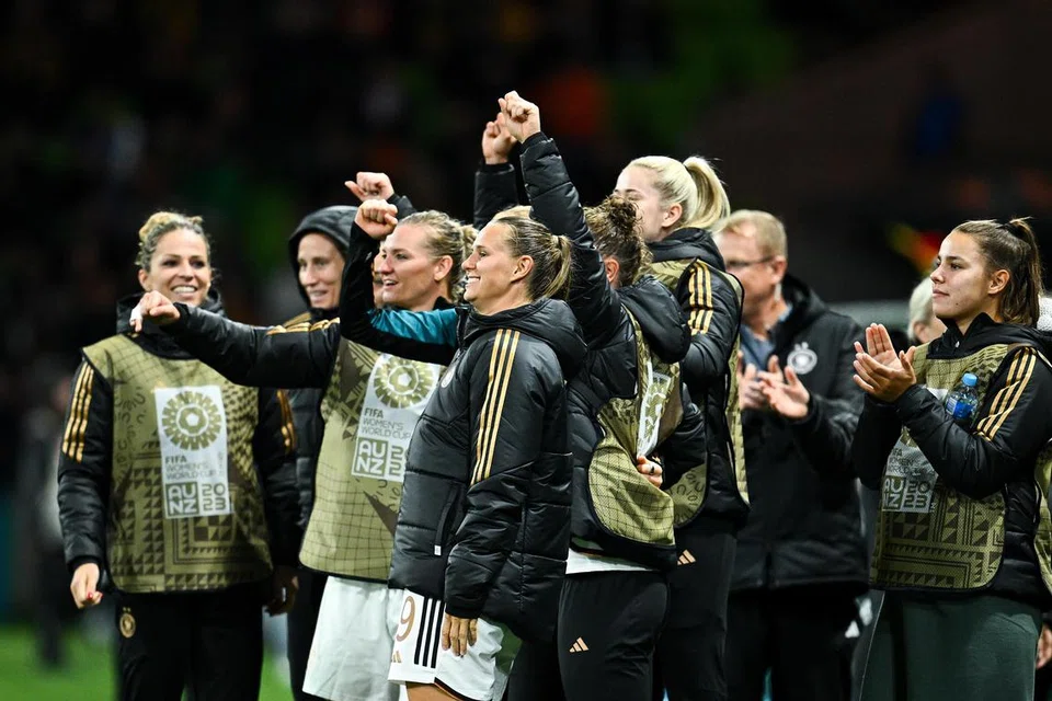 JERMAN UNGGUL: Pemain Jerman bersorak selepas pasukannya menjaringkan gol keenam dalam perlawanan Kumpulan H Piala Dunia Wanita, menentang Maghribi pada Isnin 24 Julai 2023. 
