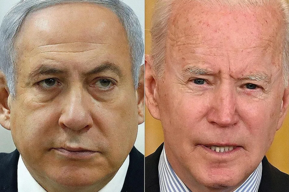TOLAK PERMINTAAN SEKUTU RAPAT: PM Israel Benjamin Netanyahu (kiri) bukan sahaja menolak permintaan Presiden Amerika Joe Biden (kanan) supaya meredakan ketegangan, sebaliknya menegaskan serangan ketenteraan tetap akan diteruskan Di Gaza. - Foto AFP