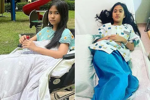 KECEDERAAN SERIUS: Puteri Rafasya, 12 tahun alami kebas kaki dan air kencing yang keluar secara tidak sedar setelah terjatuh semasa penggambaran. - Foto IG