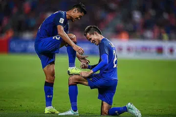RINTANGAN BESAR: Juara bertahan Thailand, dianggap sebagai pasukan pilihan untuk menjuarai Kumpulan B, namun skuad Singapura bersedia untuk mendapatkan kemenangan bagi memastikan mereka melangkah ke pusingan seterusnya. - Foto AFP