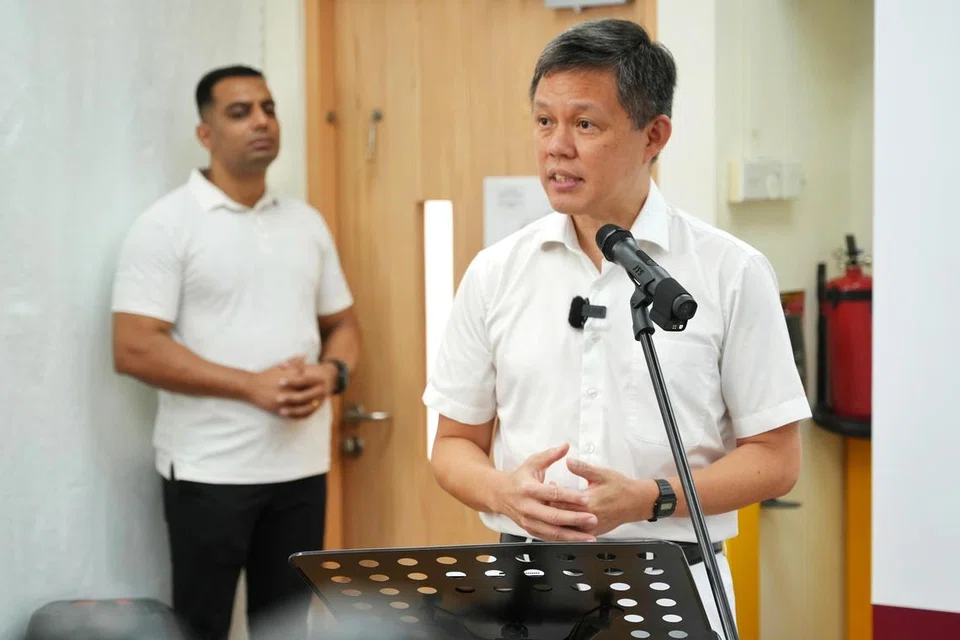Menteri Pendidikan, Encik Chan Chun Sing, di sidang media memperkenal bakal calon PAP di GRC Aljunied bagi GE2025 pada 13 April.