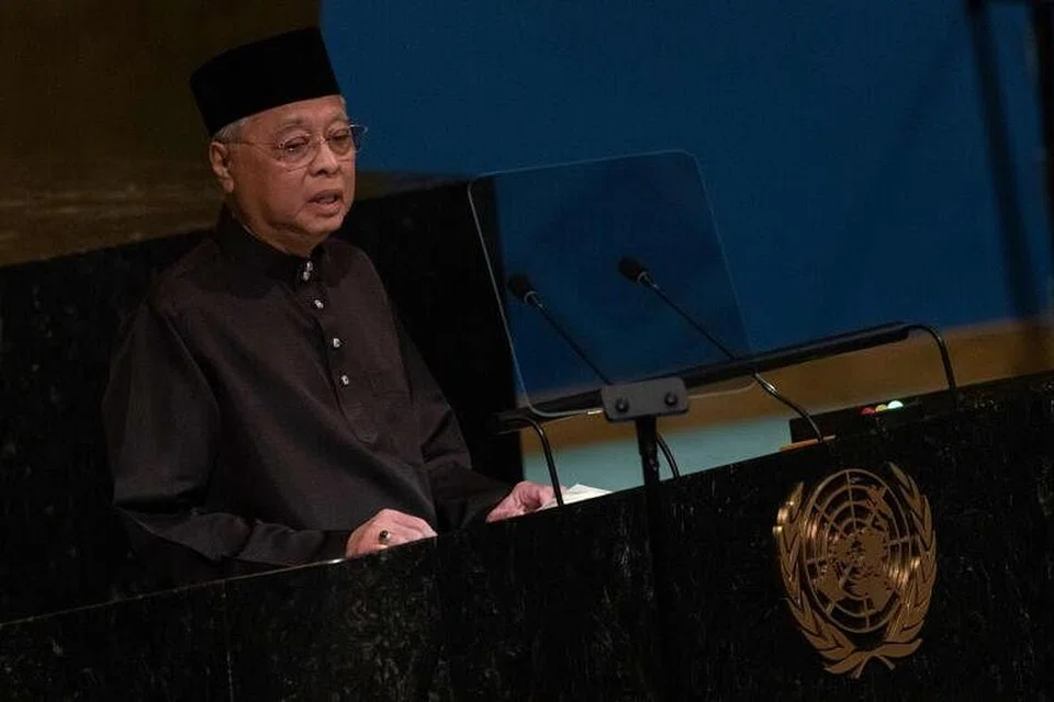 BERADA DI NEW YORK: Datuk Seri Ismail Sabri Yaakob semasa berucap di sidang Perhimpunan Agung PBB di New York pada 23 September lalu. - Foto AFP