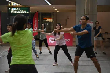 Sesi senaman ActiveSG x SMRT Zumba yang baru dilancarkan bertujuan untuk mendekatkan sukan kepada rakyat Singapura.