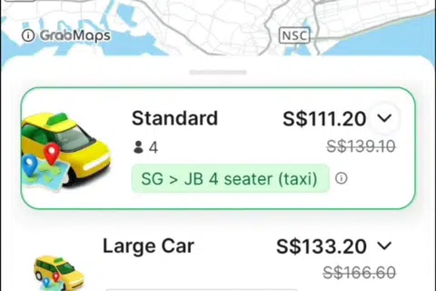 Kos bagi perjalanan sehala dari Singapura ke Johor Bahru menggunakan teksi Grab berharga sekitar $111.20, iaitu lebih tinggi berbanding $80 sehala dari Terminal Ban San Street ke Larkin.