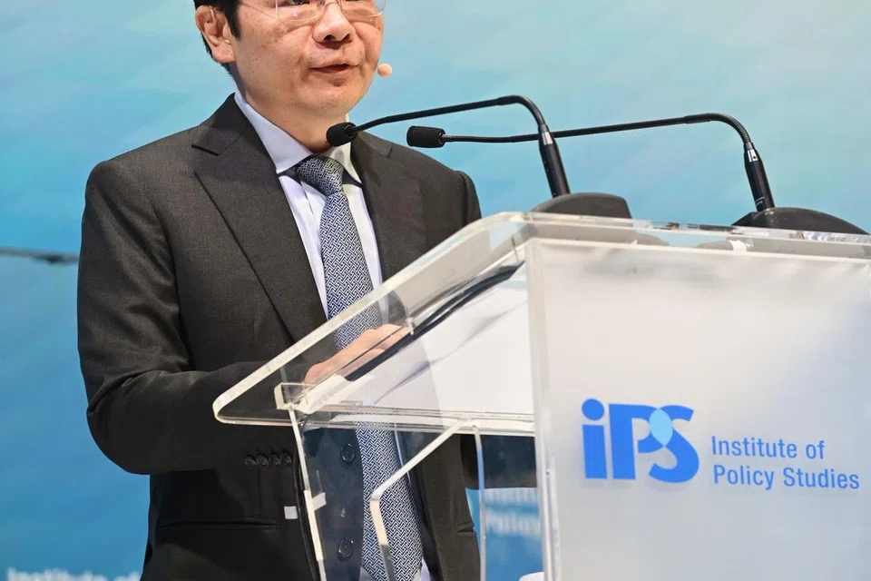 Timbalan Perdana Menteri dan Menteri Kewangan, Encik Lawrence Wong kelihatan menyampaikan ucapan di Persidangan Perspektif Singapura anjuran badan pemikir Institut Pengajian Dasar (IPS) pada 16 Januari 2023. - akan menyampaikan kenyataan Belanjawan tahun ini di Parlimen 14 Februari pada jam 3.30 petang. 