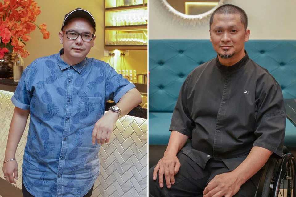 TABAH HADAPI PELBAGAI DUGAAN: Cef Amri Azim (kiri) dan Cef Muhammad Haikal yang masing-masing menghadapi cabaran hebat dalam hidup kini bangkit semula dengan mengusahakan restoran baru. - Foto-foto BH oleh IQBAL FAIZAL