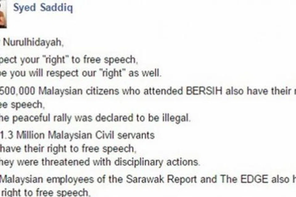 MENJADI PERDEBATAN: Bekas Pendebat Terbaik Asia, Syed Saddiq Syed Abdul Rahman, meminta Cik Nurulhidayah menghormati hak orang lain juga untuk bersuara. - Foto-foto INTERNET