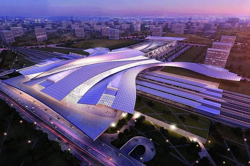 JOHOR: Beginilah gambaran artis bagi HSR stesen Iskandar Puteri di Johor, Malaysia. - Foto EDELMAN 