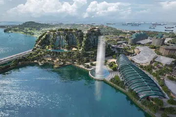 Foto ilustrasi pembangunan kompleks gaya hidup tepi pantai baru Resorts World Sentosa (RWS), yang akan siap dibina jelang 2030.