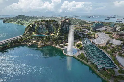 Foto ilustrasi pembangunan kompleks gaya hidup tepi pantai baru Resorts World Sentosa (RWS), yang akan siap dibina jelang 2030.