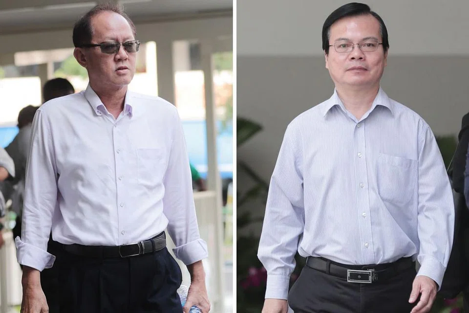 MAKAN SUAP: Wong Chee Meng (kanan), bekas pengurus besar Majlis Bandaran Ang Mo Kio, menggunakan kedudukannya untuk mempengaruhi hasil keputusan tender seperti mengarahkan kakitangan mengubah markah tender agar berpihak kepada Chia Sin Lan, pengarah dua syarikat binaan. - Foto-foto BH oleh KELVIN CHNG