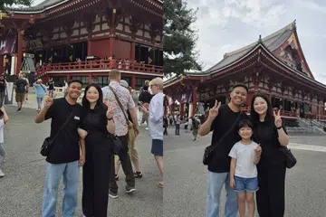 (Gambar kiri) Gambar betul penulis dan suaminya, berserta gambar AI yang dijana AI Gemini dengan arahan untuk menunjuk anak pasangan (gambar kanan).